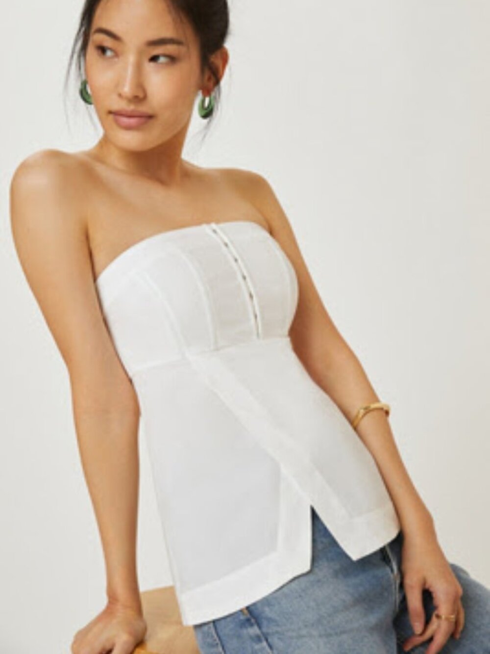 NWT Allina Liu Strapless Corset Top in white XS